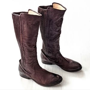 FRYE Melissa Scrunch Brown Leather Knee High Riding Boots